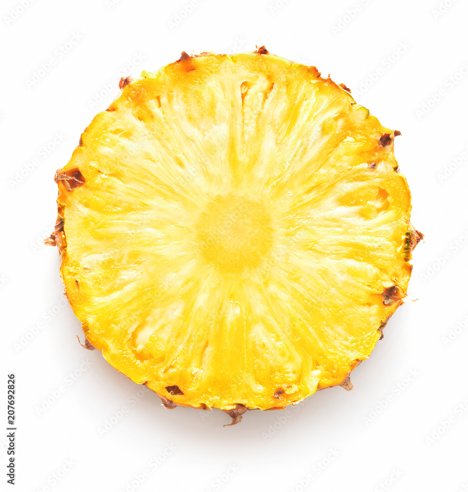 single slice of ripe pineapple isolated on white background single slice of ripe pineapple isolated on white background