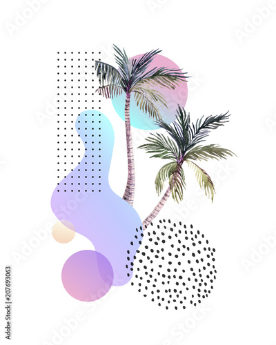 Abstract soft gradient blur, colorful fluid and geometric shapes, watercolor ...