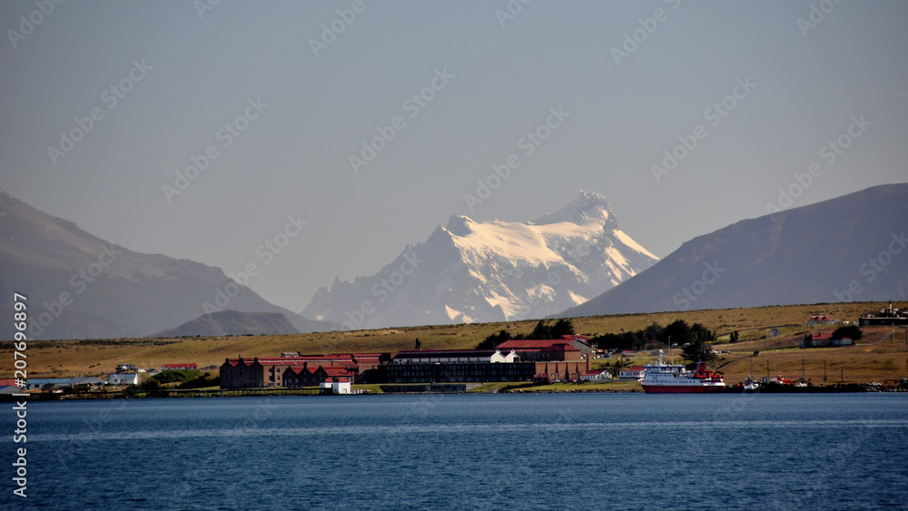 View from Puerto Nateles to Cerro Paine Grande, Chile View from Puerto Nateles to Cerro Paine Grande, Chile