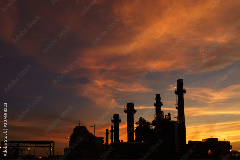 Power plant in the industrial estate with twilight sunset