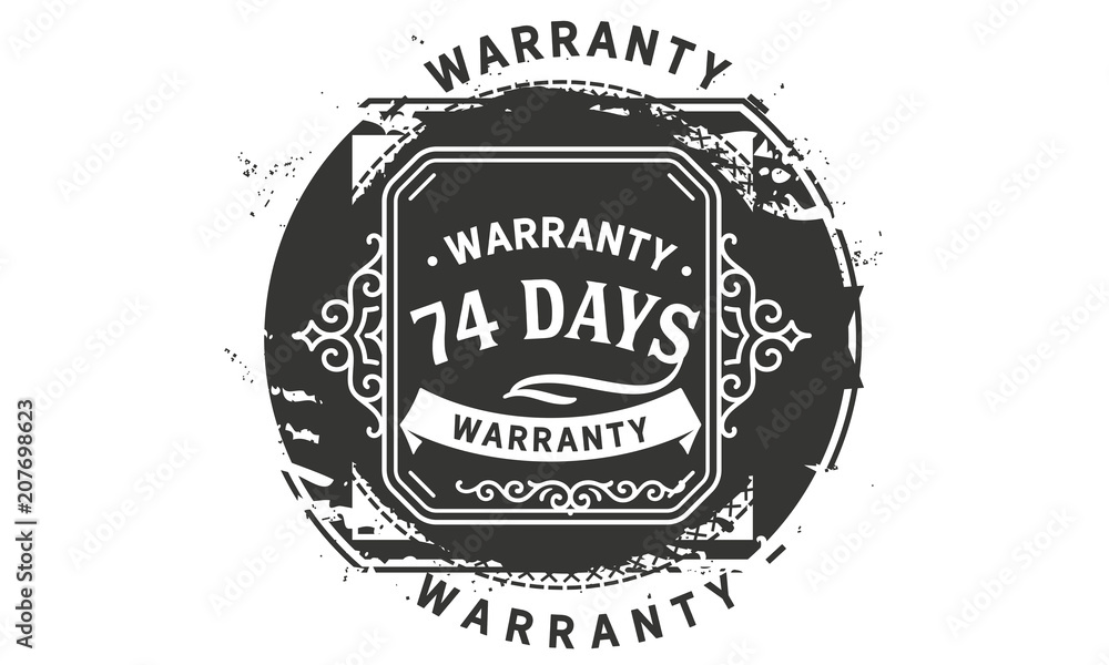 74 days warranty icon vintage rubber stamp guarantee
