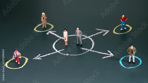 Tableau sur toile Miniature people each standing in a different circle