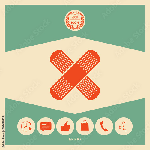 Cross adhesive bandage, medical  plaster icon