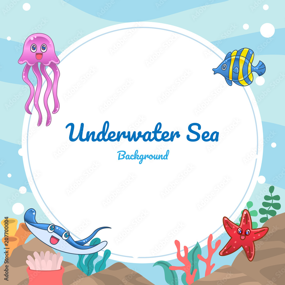Underwater Sea Cartoon Background Stock Vector Adobe Stock