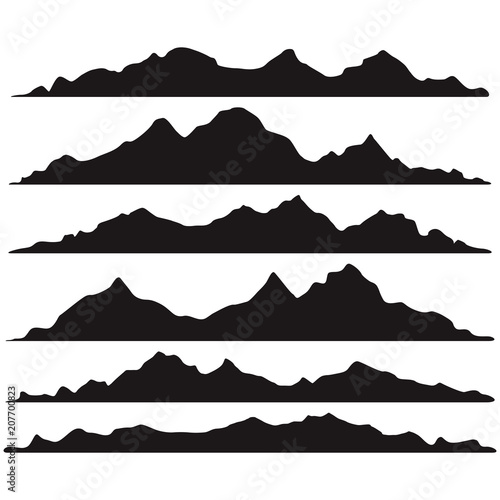 Mountains silhouettes on a white background