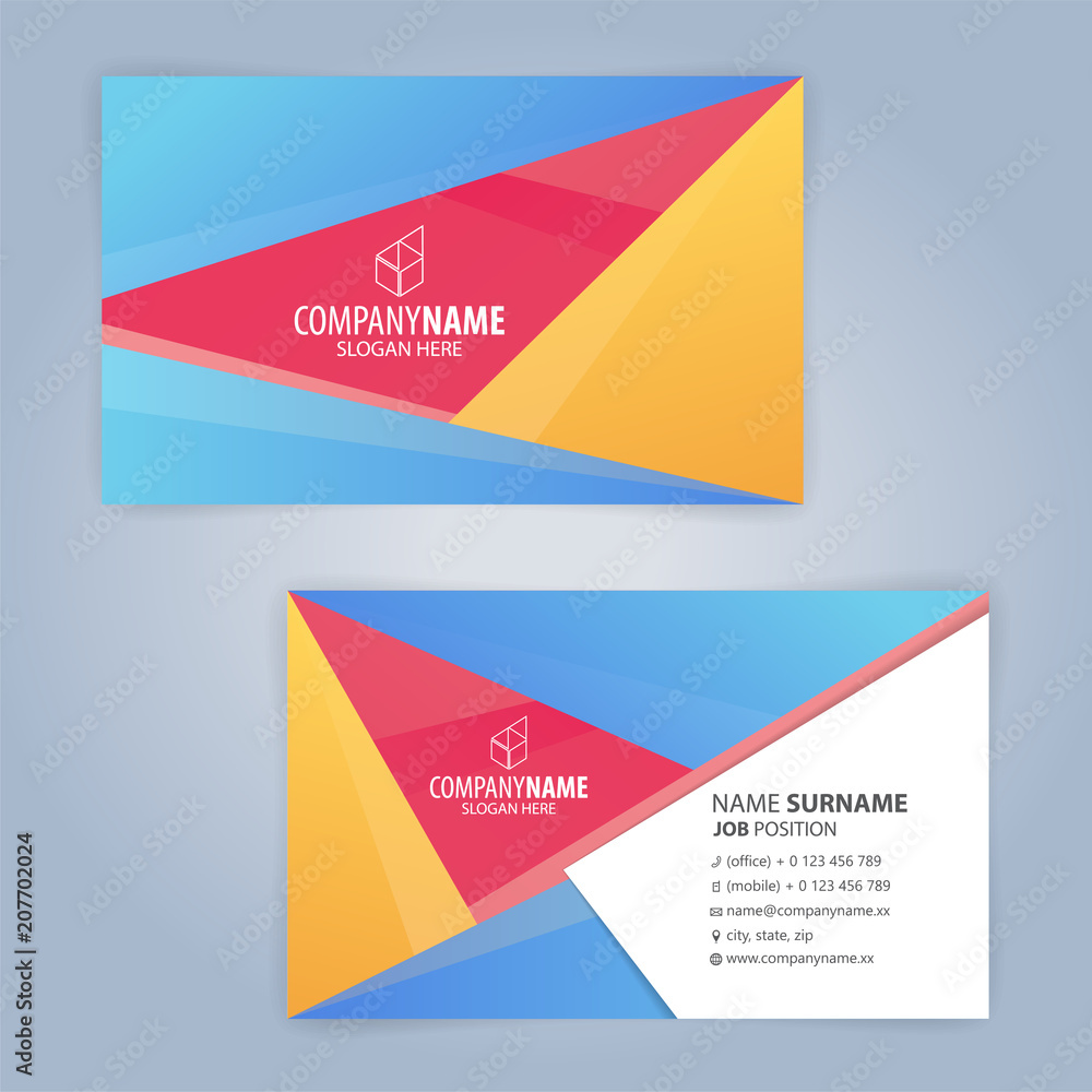 Colorful modern clean business card template. Flat design