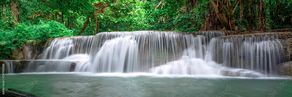 Fototapeta premium Beautiful waterfall panoramic landscape in Thailand