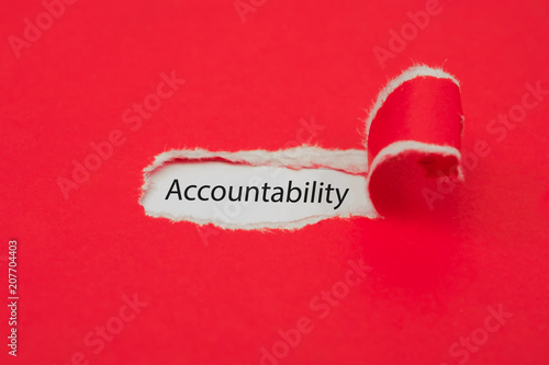 Принти на полотні Torn red paper revealing the word of accountability concept