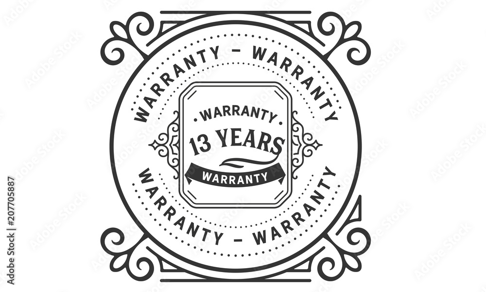 Obraz premium 13 years warranty icon vintage rubber stamp guarantee