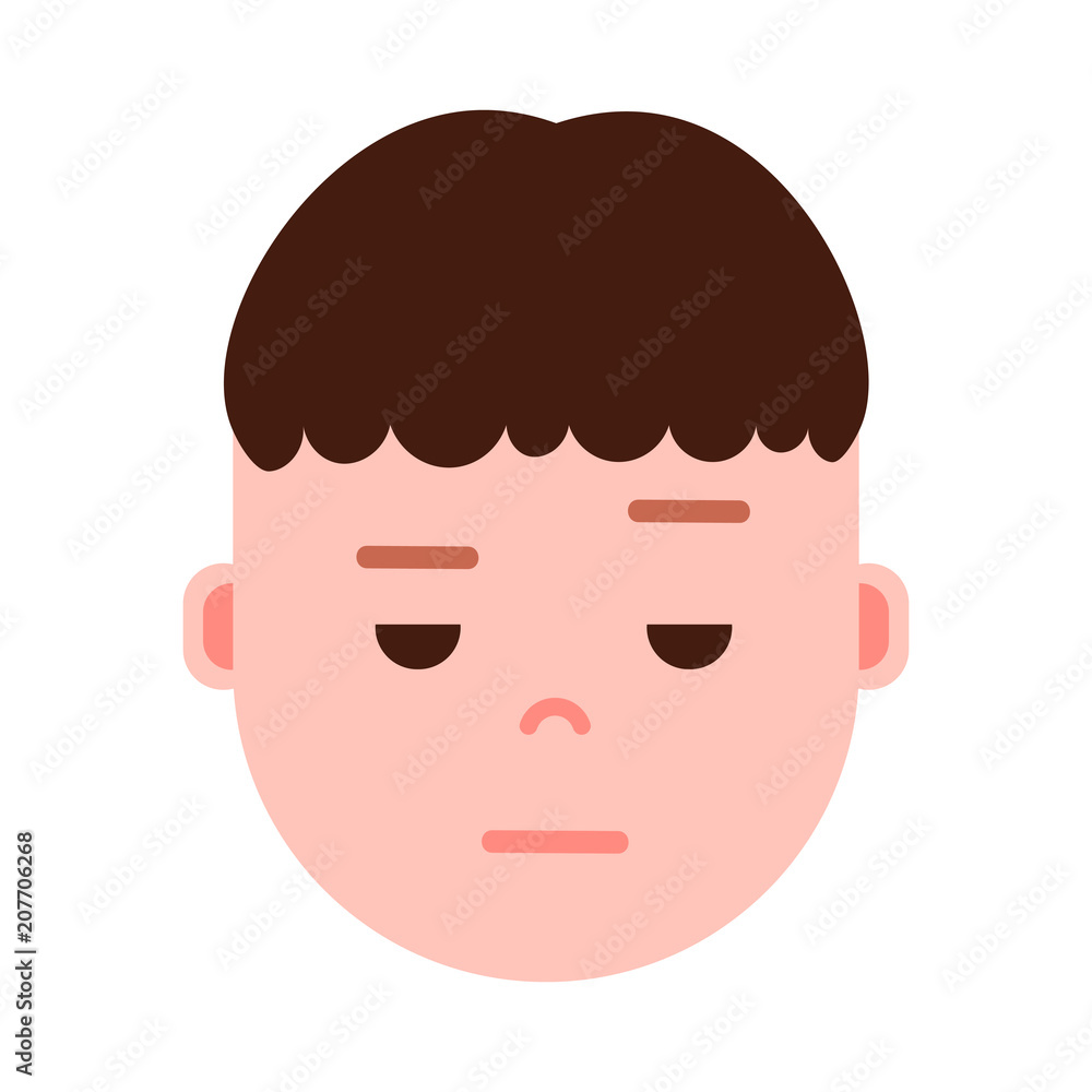 boy head emoji with facial emotions, avatar character, man sorrowful face with different male emotions concept. flat design. vector illustration boy head emoji with facial emotions, avatar character, man sorrowful face with different male emotions concept. flat design. vector illustration