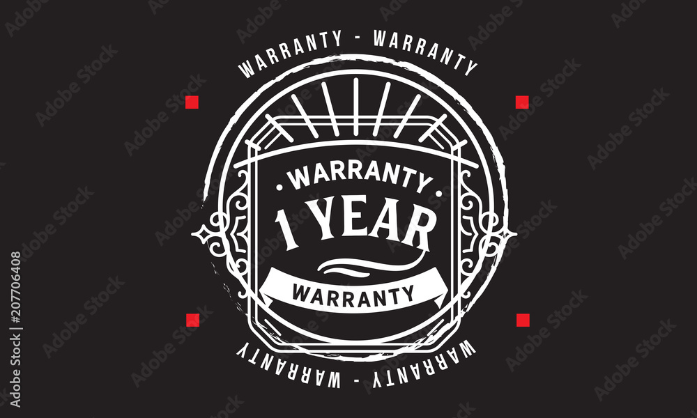 Fototapeta premium 1 years warranty icon vintage rubber stamp guarantee