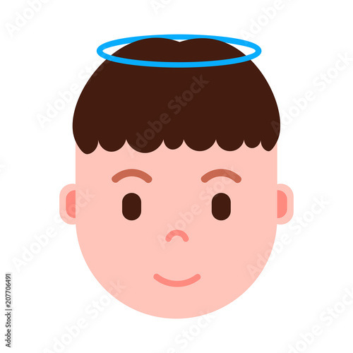 boy head emoji with facial emotions, avatar character, man nimbus face with different male emotions concept. flat design. vector illustration