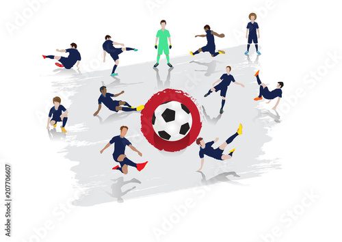 Vector soccer player team with Japan Flag background