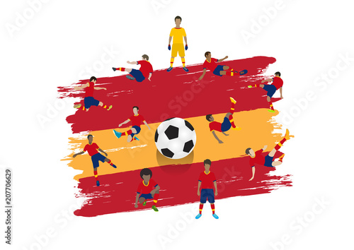 Valokuva Vector soccer player team with Spain flag background