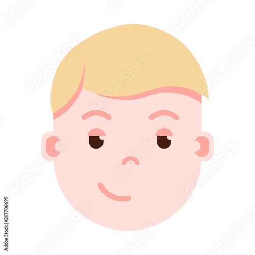 boy head emoji personage icon with facial emotions, avatar character, man cunning face with different male emotions concept. flat design. vector illustration