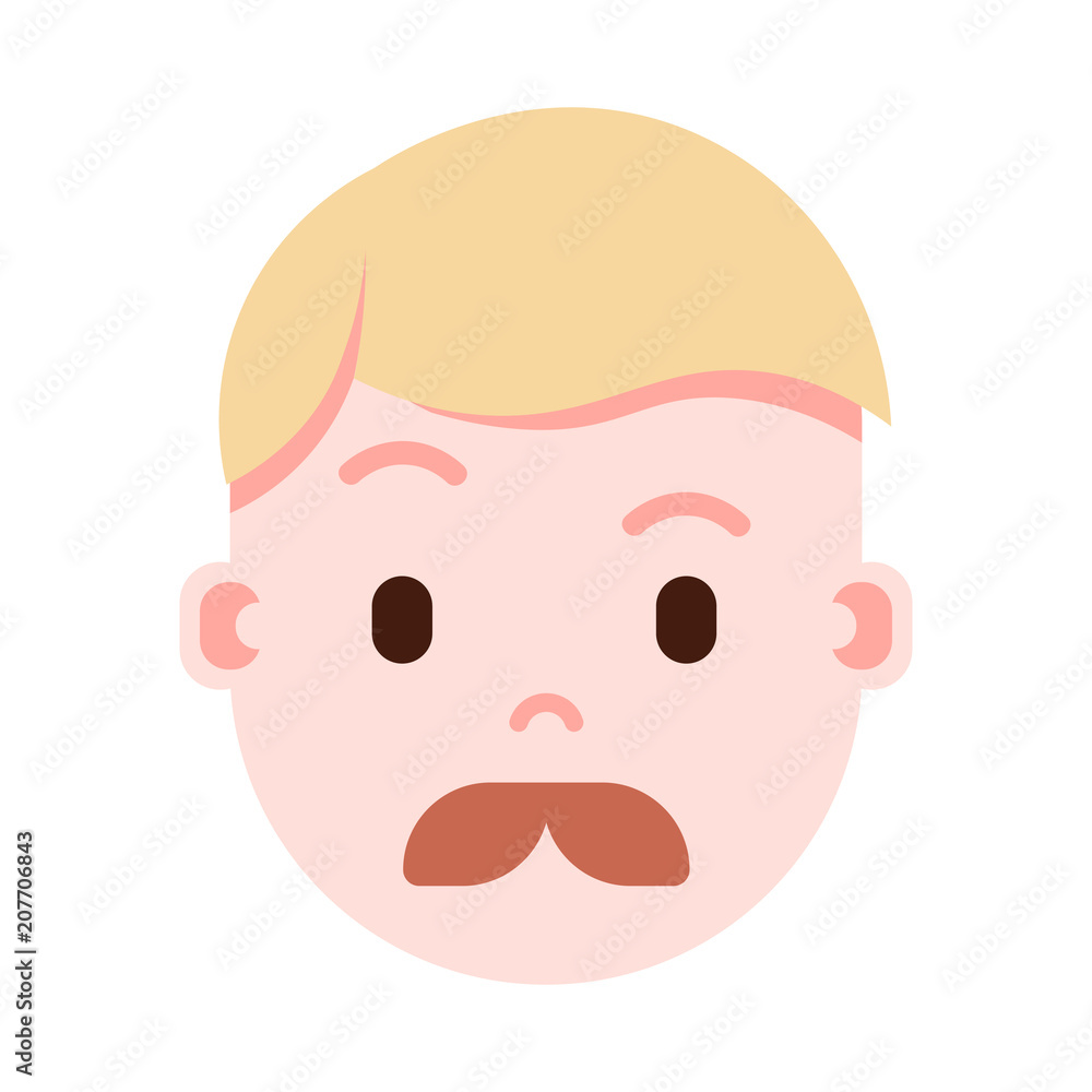 boy head emoji personage icon with facial emotions, avatar character, man mustache face with different male emotions concept. flat design. vector illustration boy head emoji personage icon with facial emotions, avatar character, man mustache face with different male emotions concept. flat design. vector illustration