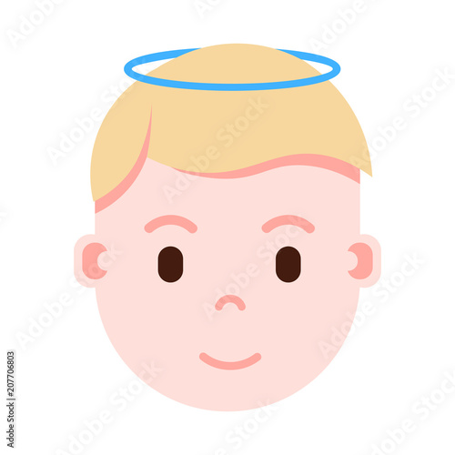 boy head emoji with facial emotions, avatar character, man nimbus face with different male emotions concept. flat design. vector illustration