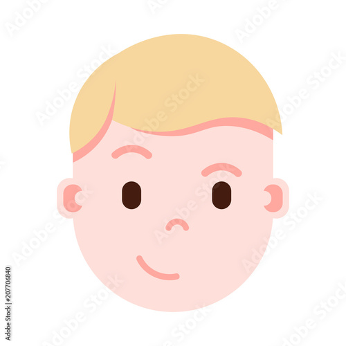 boy head emoji personage icon with facial emotions, avatar character, man cunning face with different male emotions concept. flat design. vector illustration
