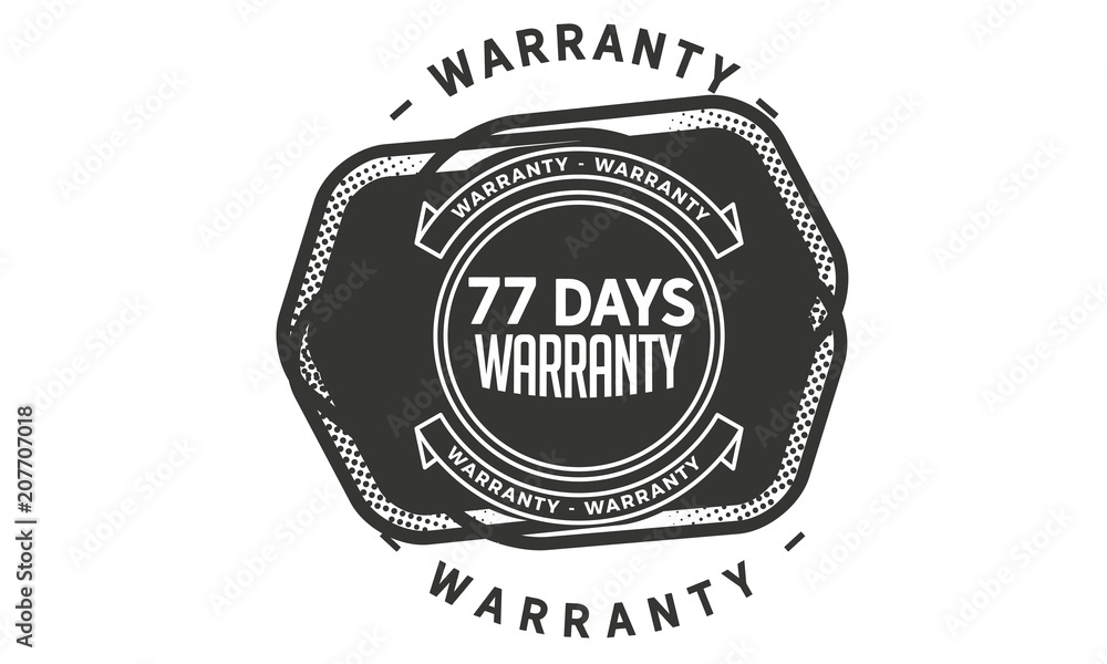 77 days warranty icon vintage rubber stamp guarantee
