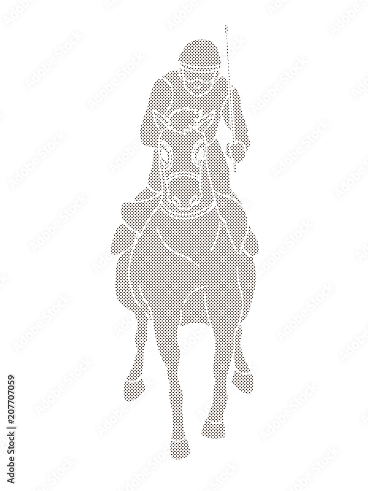 Horse racing ,Horse with jockey designed using dots pixels graphic vector. Horse racing ,Horse with jockey designed using dots pixels graphic vector.