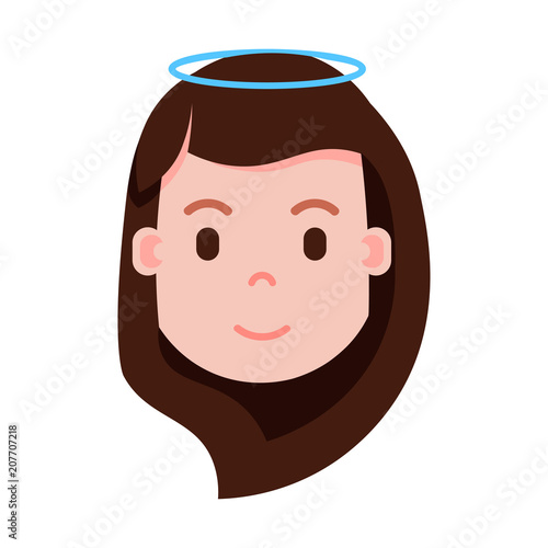 girl head emoji with facial emotions, avatar character, woman nimbus face with different female emotions concept. flat design. vector illustration