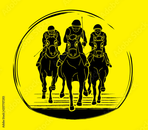 Horse racing ,Horse with jockey, graphic vector.
