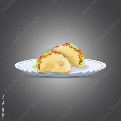 Traditional mexican tacos on grey background. photo