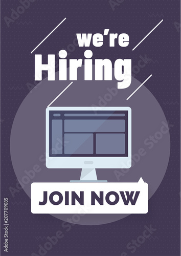 We are Hiring Poster or Banner Design. Job Vacancy Advertisement Concept.