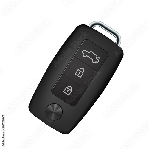 Car key. Wireless keychain design. Alarm, opening and closing of doors and trunk. Vector illustration.