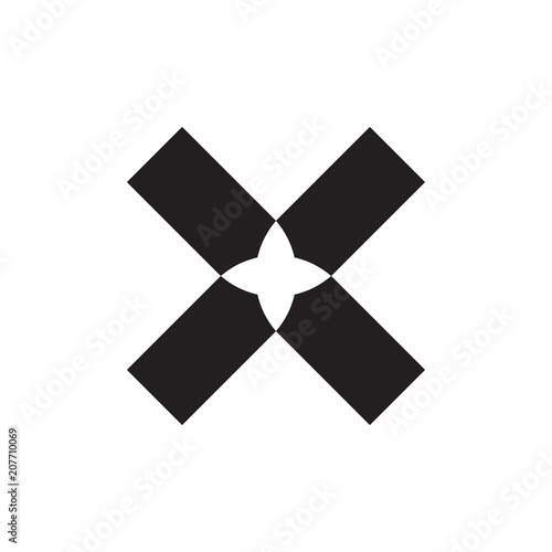 X letter with flower silhouette in center logo