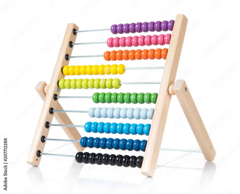 Calculate colorful abacus on white background. Calculate colorful abacus on white background.