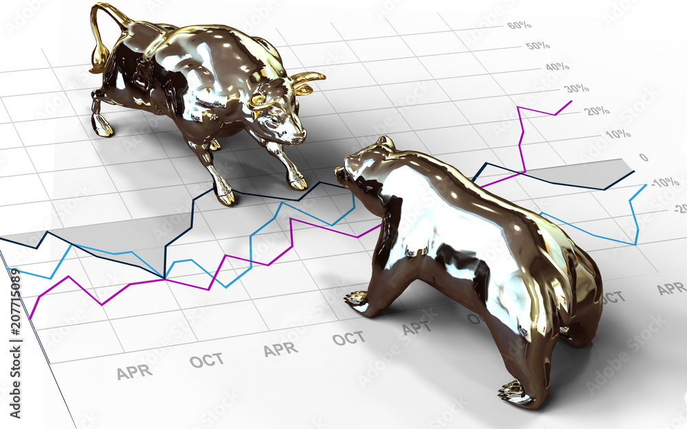 Autocollant Vinyle Premium Wall Street Bull Vs Bear Money – 40 X 23 Cm, Horizontal, Pour Mur