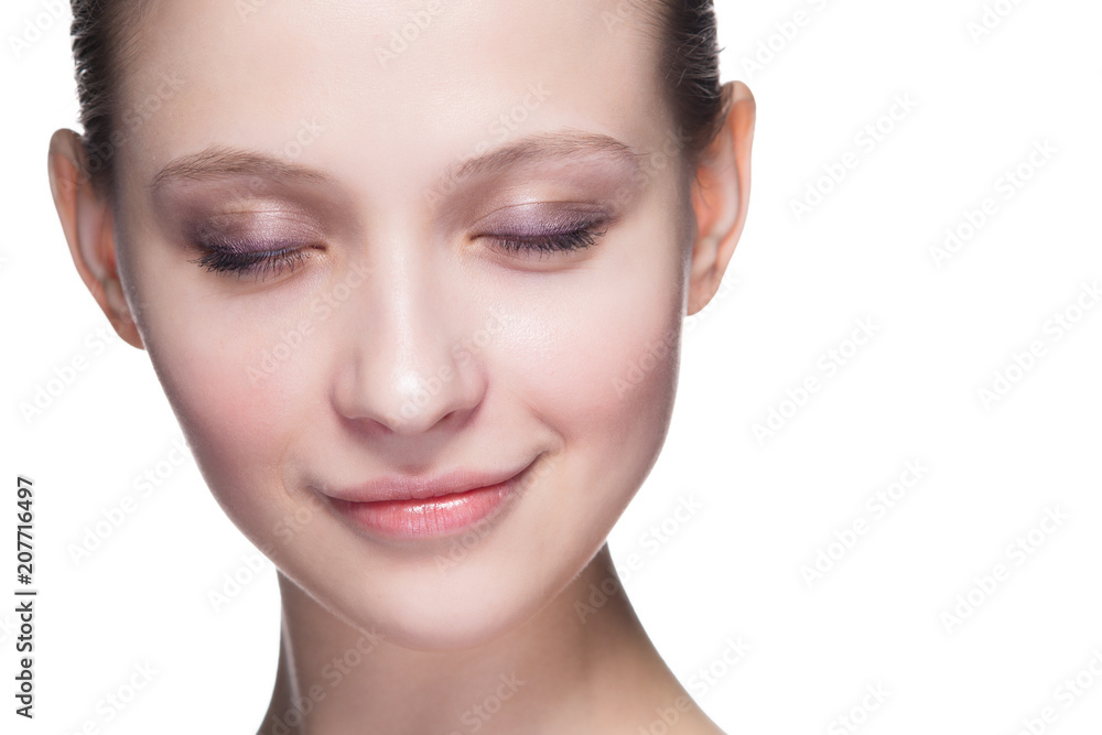 Close up of pretty woman showing her modern make up Close up of pretty woman showing her modern make up