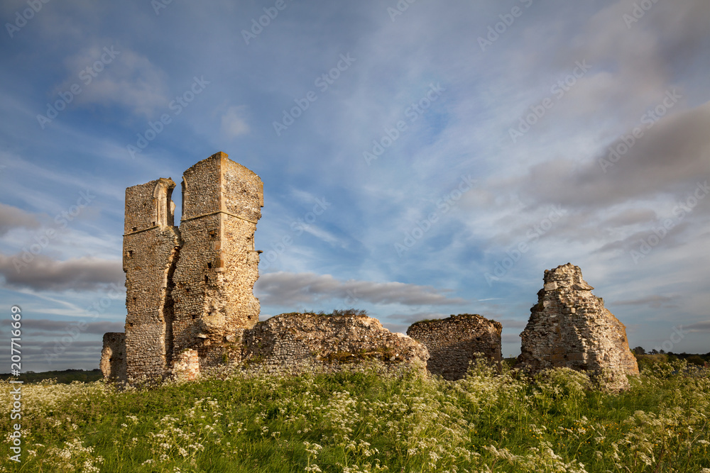 Ruined church landscape in Norfolk UK
