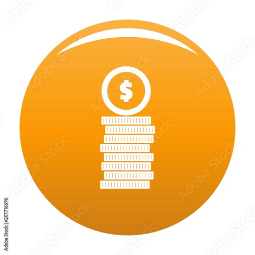 Coin icon. Simple illustration of coin vector icon for any design orange