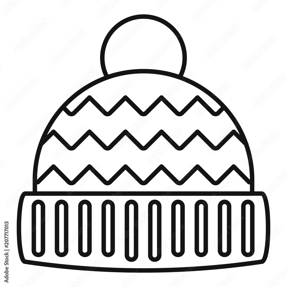 winter hat black and white clipart