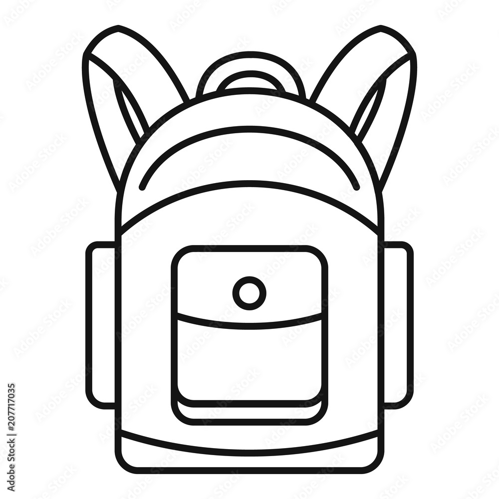 Backpack icon. Outline illustration of backpack vector icon for web design isolated on white background - obrazy, fototapety, plakaty 