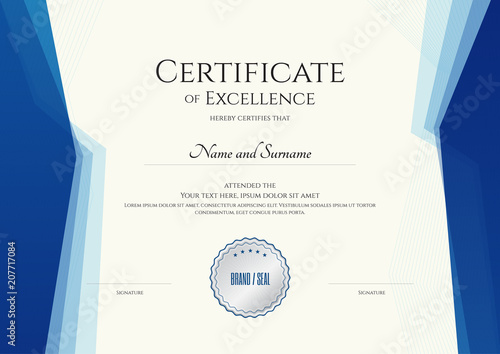 Luxury certificate template with elegant border frame, Diploma design for graduation or completion