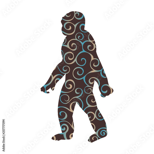 Yeti snow man pattern silhouette legend