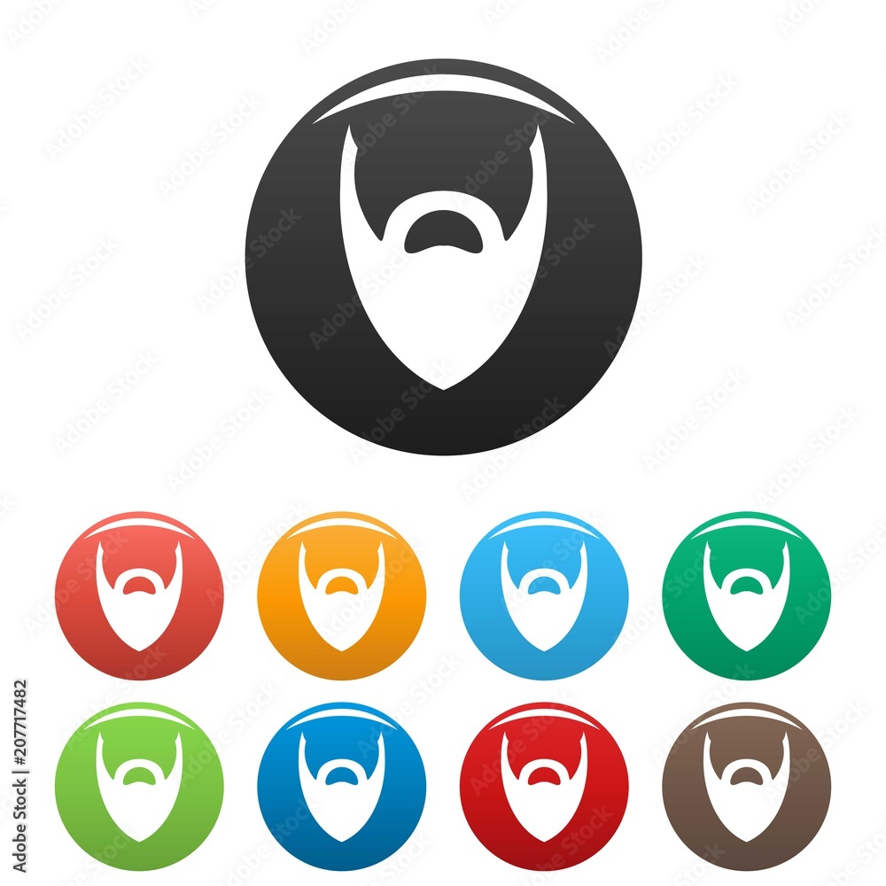 Heavy beard icon. Simple illustration of heavy beard vector icons set color isolated on white Heavy beard icon. Simple illustration of heavy beard vector icons set color isolated on white