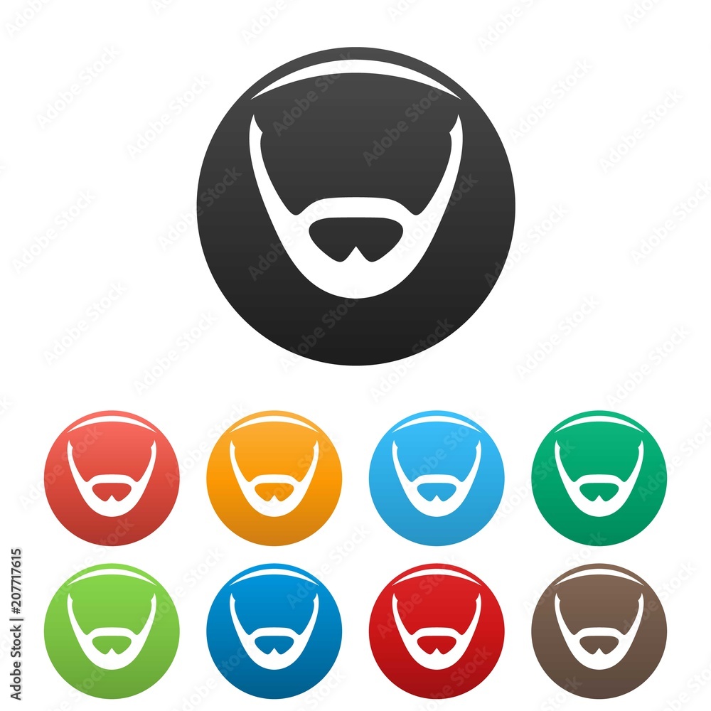 Beard and whiskers icon. Simple illustration of beard and whiskers vector icons set color isolated on white Beard and whiskers icon. Simple illustration of beard and whiskers vector icons set color isolated on white