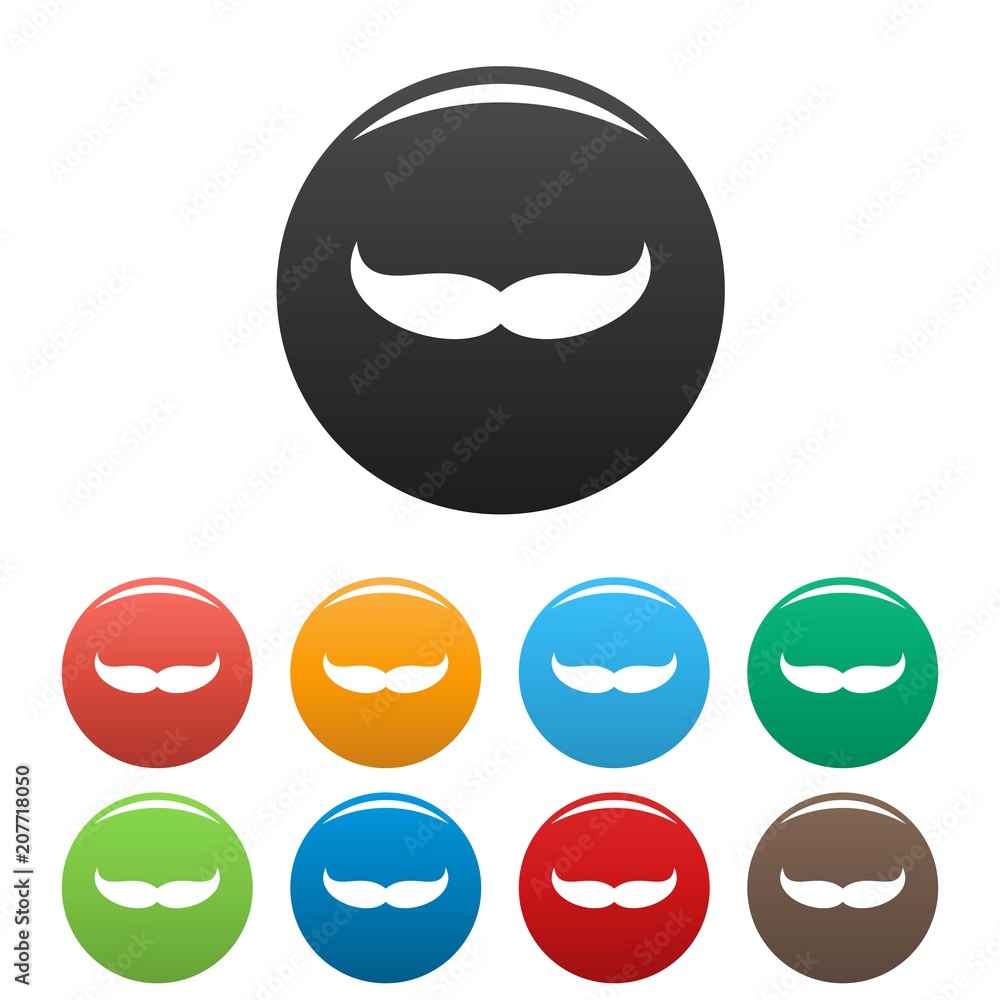 Pointing mustache icon. Simple illustration of pointing mustache vector icons set color isolated on white Pointing mustache icon. Simple illustration of pointing mustache vector icons set color isolated on white