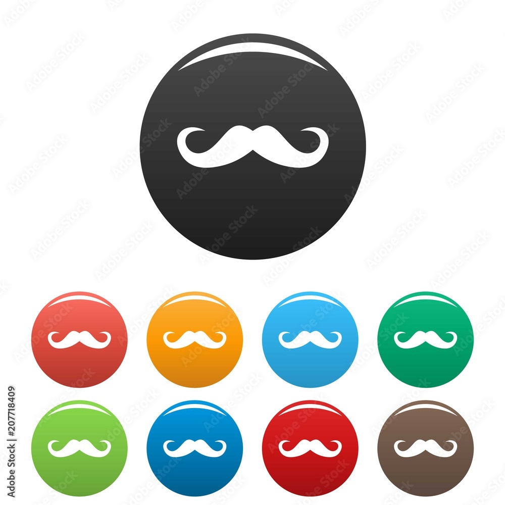 Handlebar mustache icon. Simple illustration of handlebar mustache vector icons set color isolated on white Handlebar mustache icon. Simple illustration of handlebar mustache vector icons set color isolated on white