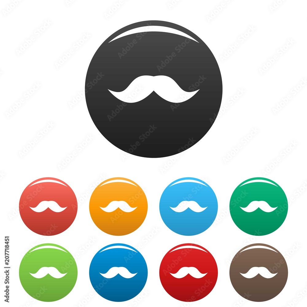 English mustache icon. Simple illustration of english mustache vector icons set color isolated on white