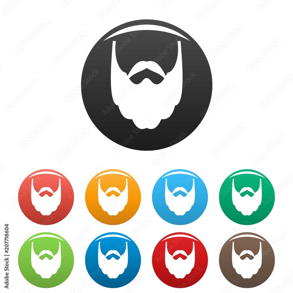 Long beard icon. Simple illustration of long beard vector icons set color isolated on white