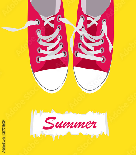 Pair of shoes on color background Vector Illustration