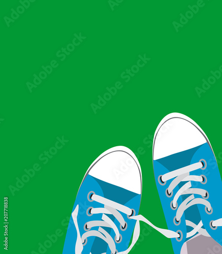 Pair of shoes on color background Vector Illustration