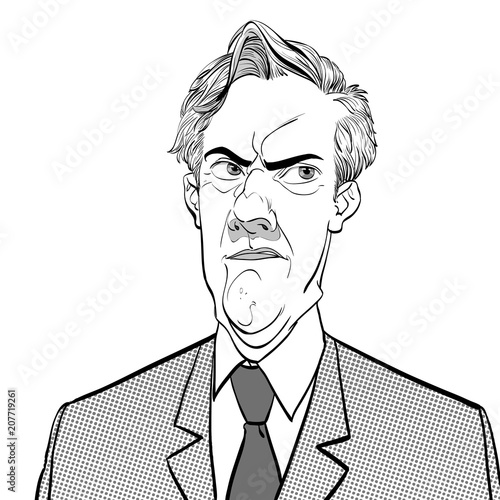 Portrait of doubting man. Disappointed retro man. Frustrated man. Pop art retro style illustration. People in retro style.
