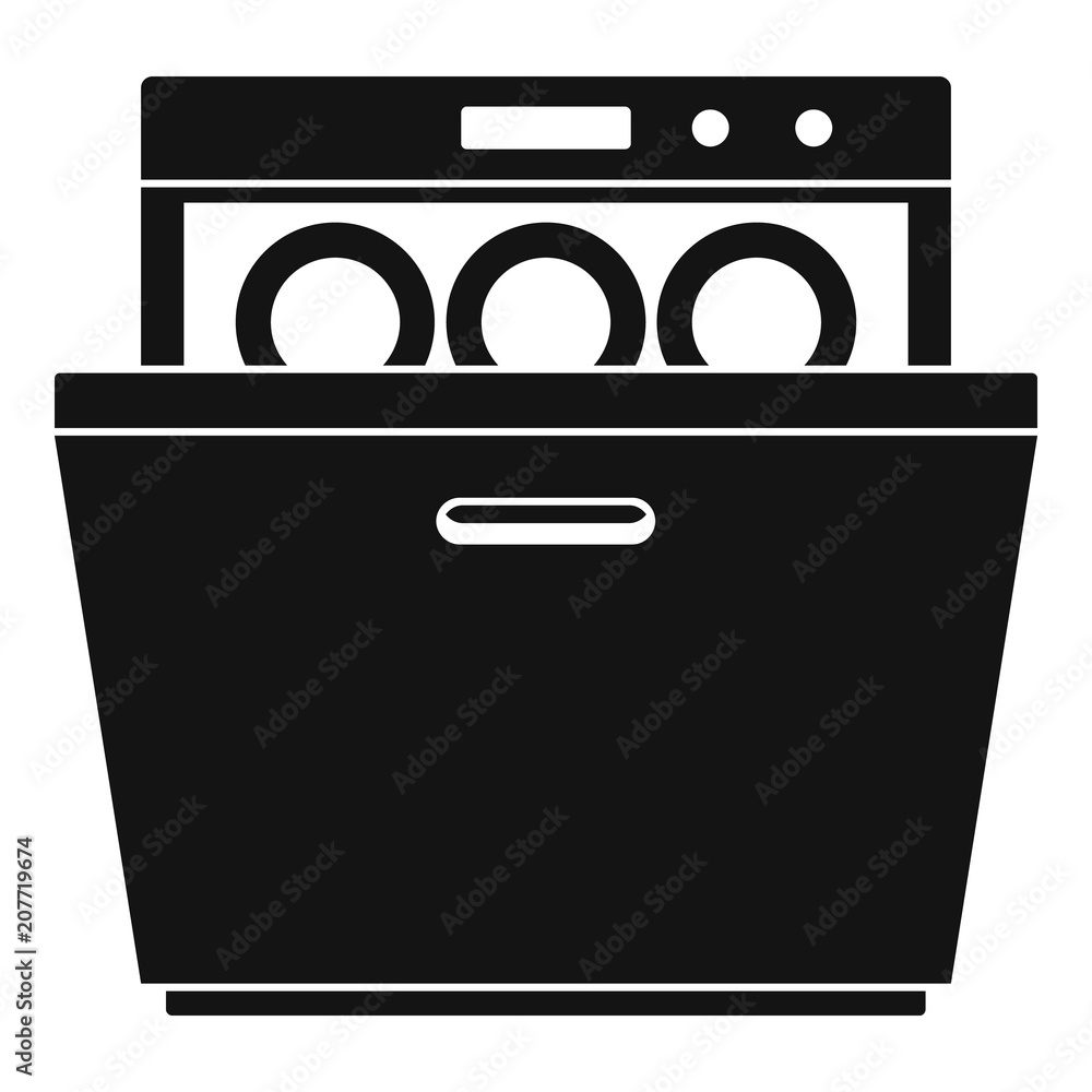 Modern dishwasher icon. Simple illustration of modern dishwasher vector icon for web design isolated on white background Modern dishwasher icon. Simple illustration of modern dishwasher vector icon for web design isolated on white background