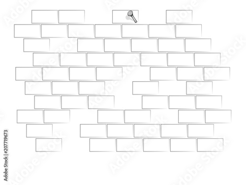 Brick wall. background. vector. Nail in the wall. Gray background